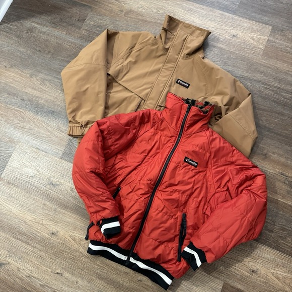 Columbia Men's Powderkeg Interchange Jacket Brown Red XXS Sherpa Puffer Shell
